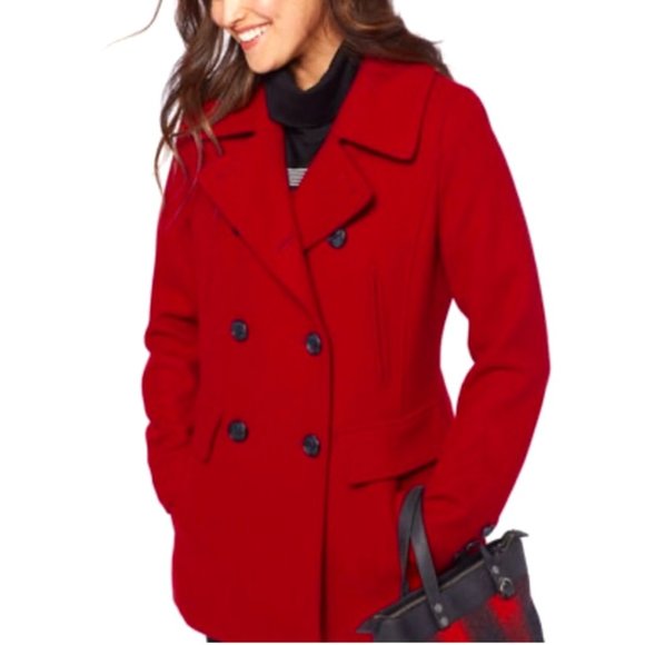BANANA REPUBLIC Petite Red Italian Wool Coat - Picture 2 of 13